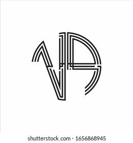 Plantilla de diseño de línea de tres cintas para el logotipo de VQ aislada en fondo blanco