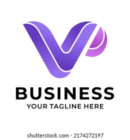 vp logo. tech logos. gradation scheme. 3d design