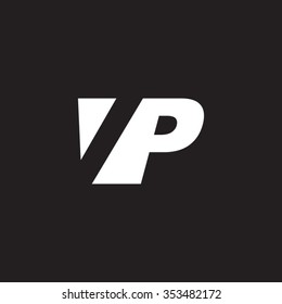VP negative space letter logo black background