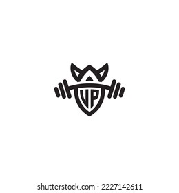 VP simple line fitness gym concept in high quality professional design that will print well across any print media