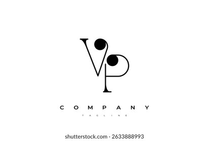 VP Typography Logo Design. Stylish monogram design depiction featuring the letters V and P combined in an artistic signature style, delivering a unique and creative visual representation.