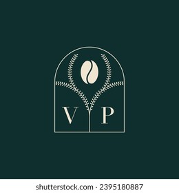 VP Unique and simple logo design combination of letters and coffee bean