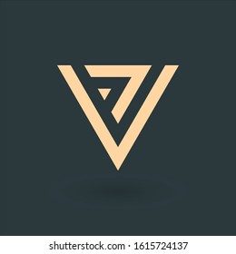 VP V Letter Logo desugn. Geometric triangle arrow template. Technology business identity concept. Creative corporate template. Stock Vector illustration isolated on white background.