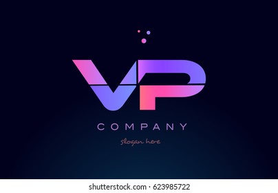 vp v p creative color blue background pink purple blue magenta alphabet letter company logo vector icon design