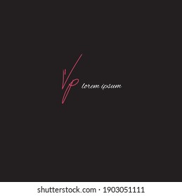 VP v p Escritura manual inicial moda creativa diseño elegante logo Firmar plantilla vectorial icono