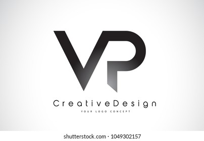 VP V P Letter Logo Design in Black Colors. Creative Modern Letters Vector Icon Logo Illustration.