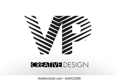 VP V P Lines Letter Design with Creative Elegant Zebra Vector Illustration.