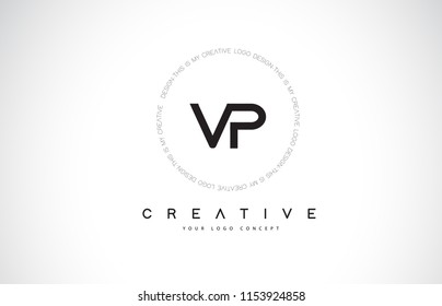 VP V P Logo Design with Black and White Creative Icon Text Letter Vector.