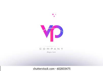 vp v p  pink purple modern creative gradient alphabet company logo design vector icon template