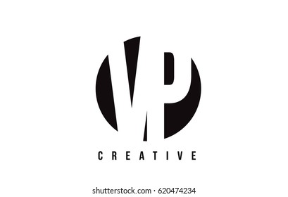 VP V P White Letter Logo Design with Circle Background Vector Illustration Template.