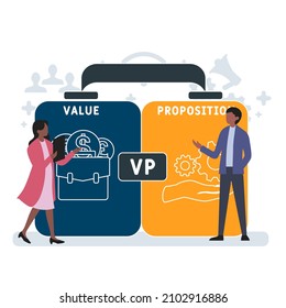 VP - Value Proposition acronym. business concept background.  vector illustration concept with keywords and icons. lettering illustration with icons for web banner, flyer, landing pag