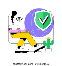 VPN Access Abstract Concept Vector Illustration. Virtual Private Network Access, Remote Proxy Server, VPN Service, Unblock Website Online, Secure Internet, Global Connection Abstract Metaphor.