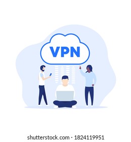 Vpn access vector illustration with people