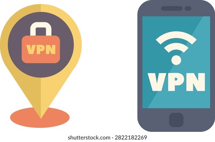 Vpn app icon on smartphone screen with globe symbol design
