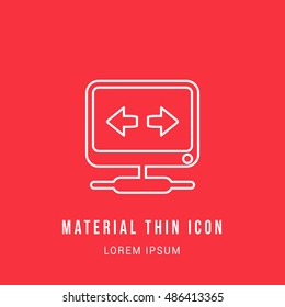 VPN Bright red material designed line thin flat icon / logo