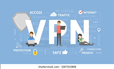 VPN concept illustration. Virtual private network for security.