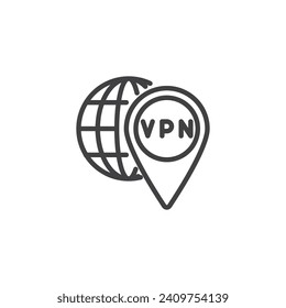 VPN connection line icon. linear style sign for mobile concept and web design. Virtual private network connection outline vector icon. Symbol, logo illustration. Vector graphics