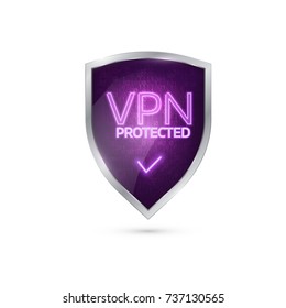 VPN  Connection  Secure. Realistic 3D icon with binary code. Vector concept
