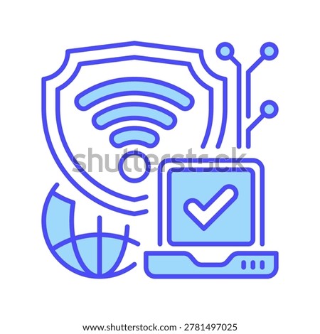 VPN Connection Vector Line Icon for Internet Privacy