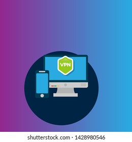 VPN connectivity concept . Secure virtual private network connection concept. laptop and shield.flat design