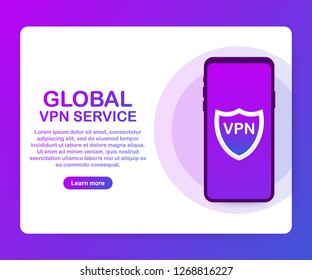 VPN connectivity. Secure virtual private network connection concept. Isometric vector stock illustration in ultraviolet colors.