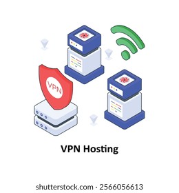 VPN Hosting isometric Colored illustration. EPS File stock illustration