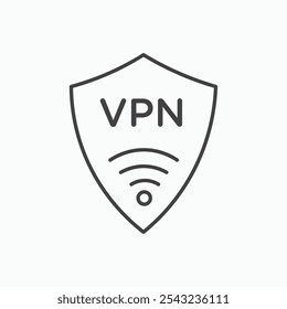 Vpn icon in black outlined and solid.