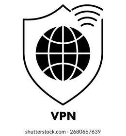 Estilo de Glifo do Ícone VPN. Ilustração De Vetor Para Design Gráfico