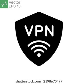 Vpn Icon. Internet Security Concept. Simple Shield With Protection Wi-fi Symbol And Virtual Private Network. Active Safety. Firewall. Solid Style Vector Illustration. Design On White Background EPS 10