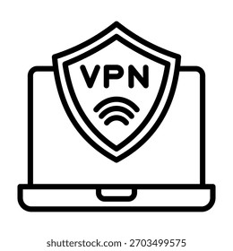 Ilustração De Vetor De Estilo De Linha De Ícone Vpn