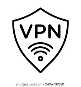 VPN icon linear logo mark in black and white