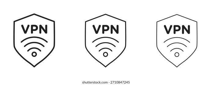 Icono de VPN con estilo de contorno, diseños de Ilustración vectorial