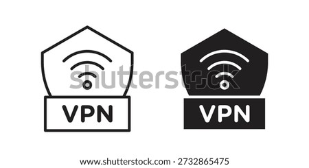 Vpn icon pictogram template, Simple outline and filled style.