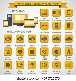 VPN icon set - 24 icon set - Virtual Private Network