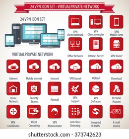 VPN icon set - 24 icon set - Virtual Private Network