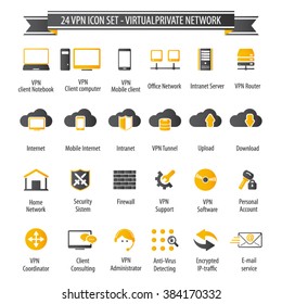 VPN icon set - 24 icon set - Virtual Private Network