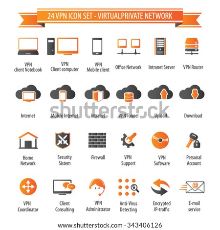 VPN icon set - 24 icon set - Virtual Private Network