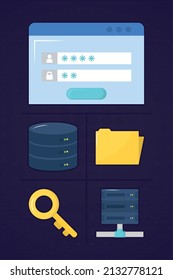 vpn icon set on purple background
