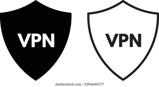 Icono VPN establecido en dos estilos aislados en fondo blanco. vector de icono de red privada virtual