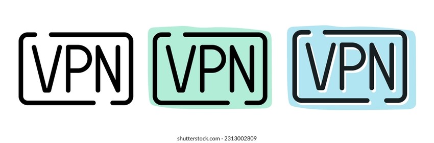 VPN icon set. Vector clipart isolated on white background.
