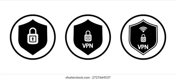 vpn-Symbolsatz. Symbol für das virtuelle private Netzwerk. Vektor-EPS 10
