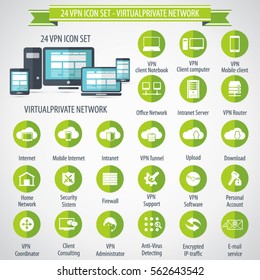 VPN icon set . Virtual Private Network .Vector  Illustration.