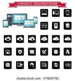 VPN icon set . Virtual Private Network .Vector  Illustration.
