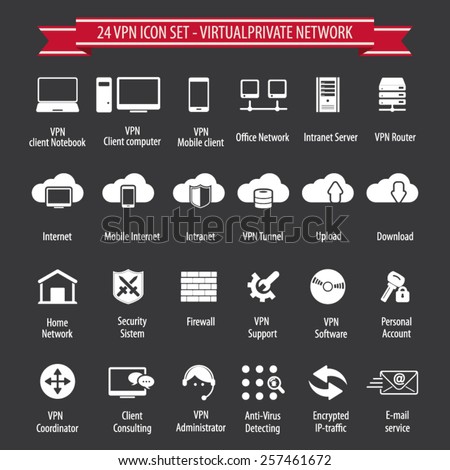 VPN icon set - Virtual Private Network