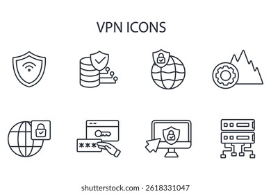 vpn-Symbol set.vector.Editable stroke.linear style-Zeichen für die Verwendung Web-Design, logo.Symbol-Illustration.