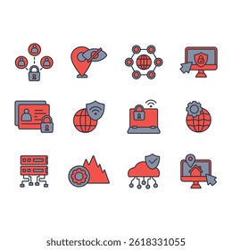 vpn icon set.vector.Editable stroke.linear style sign for use web design,logo.Symbol illustration.