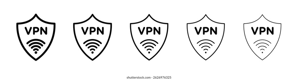 Icono de VPN Símbolo plano de línea delgada simple