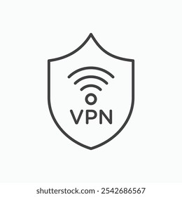 Icono de VPN en líneas negras delgadas
