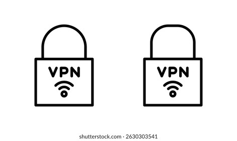 Vector de icono de VPN. Signo y símbolo de red privada. icono de red privada virtual.