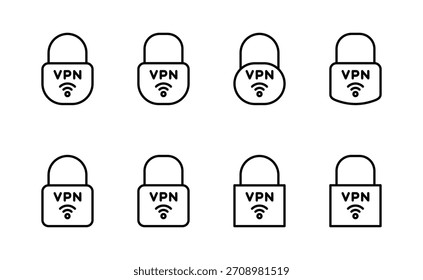 Vector de icono de VPN. Signo y símbolo de red privada. icono de red privada virtual.